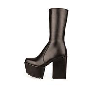 LAMODA Women's Magnolia Mid Calf Boot, Black Pu, 8 UK
