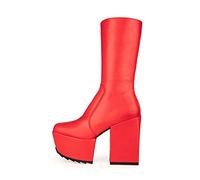 LAMODA Women's Magnolia Mid Calf Boot, Red Pu, 6 UK