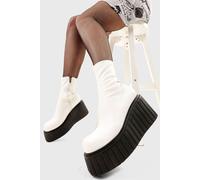 Lamoda Women's Muster Up Chunky Ankle Creeper Boots White PU Bold Platform Chic | Size: 5 Lamoda White 5