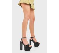 Lamoda Women's Not Over Yet Platform Sandals Black PAT Strappy High Heel Stylish | Size: 6 Lamoda Black 6