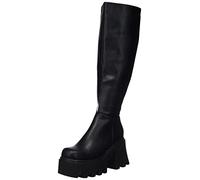 LAMODA Women's Ready Wide fit Knee high Boot, Black PU, 3.5 UK
