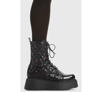 Lamoda Women's Reason Why Black PU Pink Heart Platform Creeper Boots Trendy Style | Size: 4 Lamoda Black 4