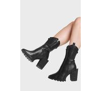 Lamoda Running Circles Black PU Ankle Boots for Women Stylish Platform - UK5