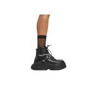 LAMODA Screamin' Loud Chunky Platform Sneakers in Black with Spike Accents, Lace-Up Design, Padded Comfort, and Durable Sole, Fashionable Casual Streetwear Shoes for Women UK 8