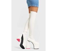 Lamoda Seperate Women Stylish High Thigh Platform Boots in Elegant White PU - UK4