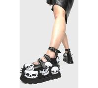 Lamoda Women's She's Dangerous Black Skull Chunky Platform Stylish Ankle Boots | Size: 5 Lamoda Black 5