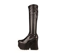 LAMODA Women's Shy Away Knee High Boot, Black Pu, 5 UK