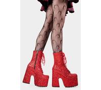 Lamoda Women's 'Spotlight' Chunky Platform Ankle Boots in Red | Size: 3 Lamoda Red 3