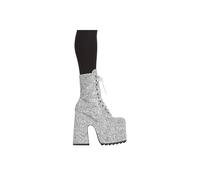 Lamoda Women's Spotlight Silver Glitter Chunky Platform Statement Ankle Boots | Size: 4 Lamoda Silver 4