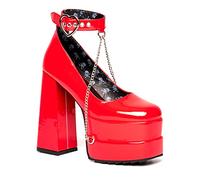 LAMODA Women's Sweetheart Court Shoe, Red Patent, 8 UK