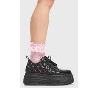 Lamoda Women's Tough It Out Black PU Pink Hearts Platform Shoes Trendy | Size: 4 Lamoda Black 4