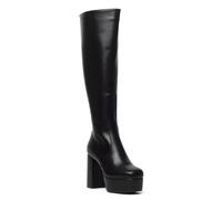 LAMODA Women's Whatta Showdown Knee High Platform Boot, Black, Ladies Casual Knee High Boots, Block Heel and Side Zipper, Vegan Winter Long Boots, UK4