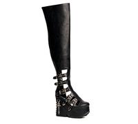 LAMODA Women's Whispers Knee High Boot, Black Spike, 5 UK