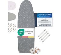 lamodo - Ironing board cover 125 x 45 cm for steam iron made of 100% cotton with extra thick padding with ironing towel - elastic and tensioners - L