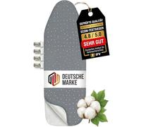 lamodo - Ironing Board Cover 140 x 45 cm for Steam Iron 100% Cotton Comfortable Padding Elastic | Ironing Board Cover (Grey/Dots, XL)