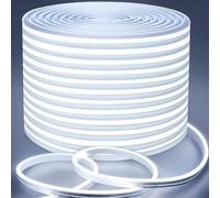Lamomo Outdoor LED Strip Light 15m,6000K Dimmable LED Neon Rope Light Strips,24V Waterproof Silicone Flexible White Strip Lights for Kitchen Bedroom Garden Outdoor Indoor DIY Decoration