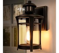 Lamomo Outdoor Motion Sensor Wall Light,Dusk Til Dawn Lamp with Bulb,Black