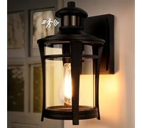 Lamomo Outdoor Motion Sensor Wall Light,Dusk Til Dawn Lamp with Bulb,Black