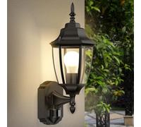 Lamomo Outdoor Wall Lights, Outside Motion Sensor Lights Mains Powered, Waterproof Aluminium PIR Security Light Outdoor,Traditional Lamp for Porch, E27 Bulb Base