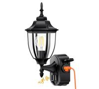 Lamomo Outdoor Wall Lights with Outlet, Outside Motion Sensor Lights Mains Powered, Waterproof Aluminium PIR Security Light Outdoor, Traditional Lamp for Porch, E27 Bulb Base