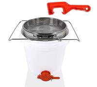 LAMONCE Honey Bottling Bucket with Spigot and Strainer - 10 Litre ABS Settling Tank with Gate Valve for Backyard Beekeeping Bee Hobbyists - Complete with Pail Opener