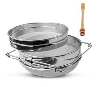 LAMONCE Honey Strainer - Double Sieve Honey Extractor - Stainless Steel Beekeeping Filter - Bee Honey Extraction Equipment - Includes Spoon Dipper Stick