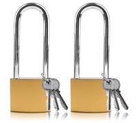 Lamondre 2 Pcs Heavy Duty Long Shackle Padlocks with Keys - Outdoor High Security, Keyed Alike for Shed, Garage, Garden, Gate - 38mm