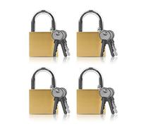 Lamondre 4 Padlocks, 32mm Small Mini Key Padlocks for Gym Locker, Travel Bags, Cabinets (Keyed Alike)