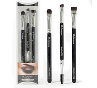 Lamora Eyebrow Brush Set - Precision Brow Eyeshadow Eyeliner Makeup Brushes | Duo Spoolie, Angled Flat Definer, Small Shader, Powder Gel Wax Pomade Cosmetics, Vegan Synthetic Bristles, Grooming Gift Kit