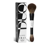 Lamora Powder + Bronzer Dual-Ended Makeup Brush - Fluffy Full Face Duo Makeup Brush for Setting Pressed, Baked, or Loose Powder Bronzer Highlighter Blush - Vegan, Cruelty-Free & Synthetic Bristles