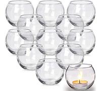 Lamorgift Glass Tealight Candle Holder Set of 12- Round Clear Votive Candle Holders for table decor, Party& Wedding Decorations