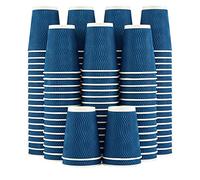 Lamosi 12 oz Paper Coffee Cups - 120 Pack, Insulated Corrugated Disposable Cups 12 oz, Kraft Ripple Wall Cups for Hot Beverage or Cold Drinks (Navy)