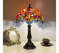 lamp, 12X12X19 Inches Agate Amber Stained Glass Lamp, Natural Stone Table Lamp, Vintage Antique Desk Light for Bedside Office Living Room Reading Night Light,Orange
