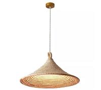 Lamp 15.7In Hanging Light Bedroom Dining Table Wicker Chandelier Hand-Woven Lampshade with Adjustable Cord, a, 40cm