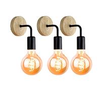 Lamp 3 Pack Wooden Wall Sconce Wall Lights Fixture E27 110V 220V Bedside Retro Industrial Decor Diniroom Bedroom Wall Sconces -