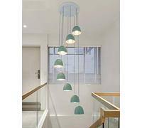 lamp 8 Spiral for Stair high Ceiling Pendant Lights Creative Villa Hollow Living Room Duplex Long Chandelier 40x200cm, Green