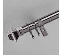 (Lamp Black Nickel , 70-120 cm (28" - 48" In).) Extendable Metal Curtain Poles Curtain Rods & Hold Backs Pair with Rings Finials & Rod Fittings