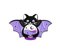 lamp Brooches & Pins Cartoon Small Animals Cute Little Cat Brooch Bat Purple Versatile Accessories Violet Pin