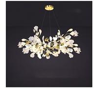 lamp Chandelier, Ginkgo Leaf Firefly Tree Branch Desgin Linear Island Light Flower Petal Pendant with Tri-Colour Dimmable