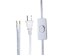 Lamp Cord with Switch Plug, 2 Prong Extension Cable Replacement 6 Feet, 18 AWG, Stripped Ends Ready for Wiring and Repairing Lights, White