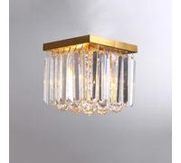Lamp Crystal Semi Flush Mount Light, Copper Small Chandelier Ceiling Lighting Fixture Indoor Aisle Lamps for Dining Room Bar Hallway Bedroom Balcony Square(Square)