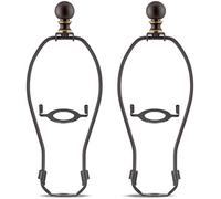 Lamp Harp 8 Inch for Table and Floor Lamps, 2 Set Heavy Duty Lamp Shade Bracket with 3/8 Standard Saddle, E26 Light Base UNO Fitter Adapter and Lamp Finial, Bronze