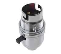 Lamp Holder | BC | B22 | Bayonet Cap Lamp Holder Switched Made in The UK (Chrome)