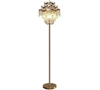 Lamp K9 Crystal Floor Lamp Golden Metal Tall Pole Lamp With Sturdy Base Standing Lamp For Living Room Bedroom Office Energy Saving