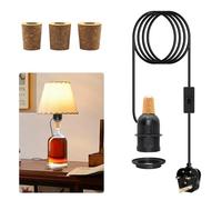 Lamp Kits Do it Yourself, Bottle Lamp Kits, 240cm Black Bottle Lamp Adaptor Kit, E27 Wine Bottle Table Lamp Holder,Lamp Fittings Kit for Floor Lamp,Support Add Lampshade,Includes 3 Sizes of Stoppers