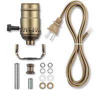 Lamp Making Kit, Lamp Parts for Repair Replacement or Rewire Table and Floor Lamps, 3 Way Socket 12 Foot Matching Cord and Essential Hardware, DIY Lamp Kits for Do It Yourself (Antique Brass)