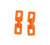 lamp Orange Earrings - 'Fruit Slice' Enamel Charm Beads on Hooks: 42mm Chunky Small Hoop