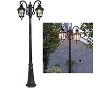 Lamp Post Lights Outdoor, 230cm Black Garden Lamp Post Light Outdoor Aluminum Path Pillar Lamp 2-Head Exterior Pole Light Glass Lantern Bollard Path Lamp Waterproof IP65 Street Light Mains Powered Pat