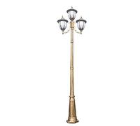 Lamp Post Lights Outdoor, 350cm 3-Head Retro Outdoor Street Light,Porch Garden Light,Die-cast Aluminum, Elegant line Design, White Acrylic Lantern,Pole Light for Pathway, Patio, Backyard (B 290cm)
