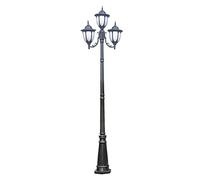 Lamp Post Lights Outdoor, 350cm 3-Head Retro Outdoor Street Light,Porch Garden Light,Die-cast Aluminum, Elegant line Design, White Acrylic Lantern,Pole Light for Pathway, Patio, Backyard (A 350cm)